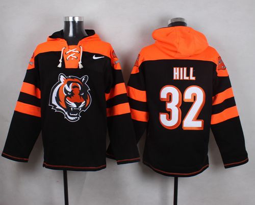 Nike Bengals #32 Jeremy Hill Black Player Pullover NFL Hoodie - Click Image to Close